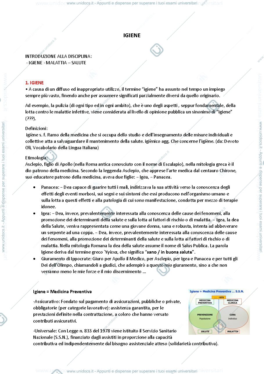 Anteprima pagina 1 — appunti Igiene