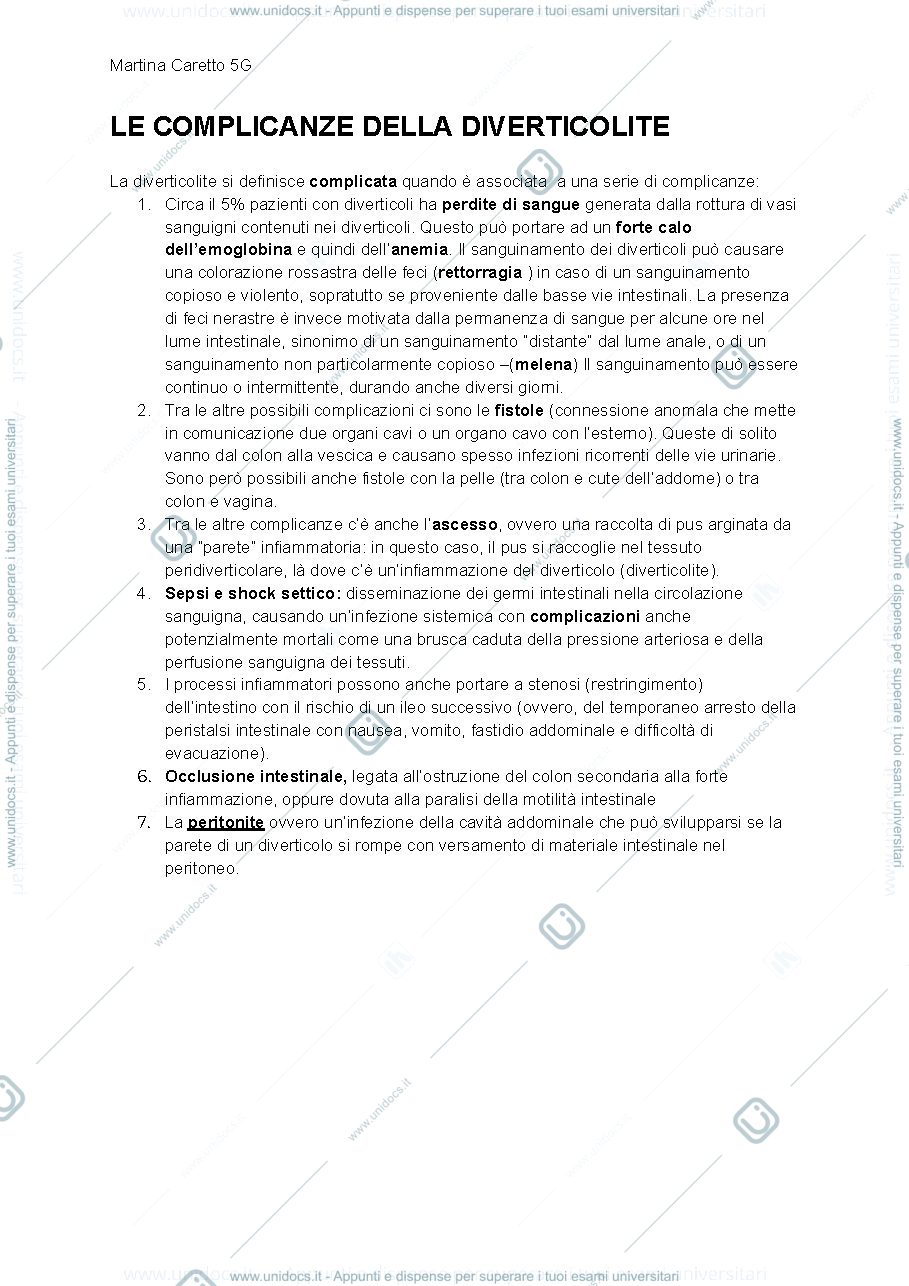 Anteprima pagina 1 — complicanza della diverticolite