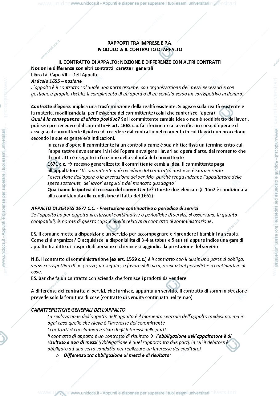 Anteprima pagina 1 — Il contratto di appalto