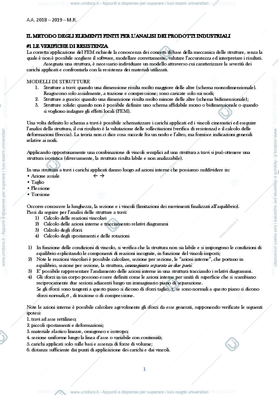 Anteprima pagina 1 — Il metodo degli elementi finiti (FEM) per l'analisi dei prodotti industriali