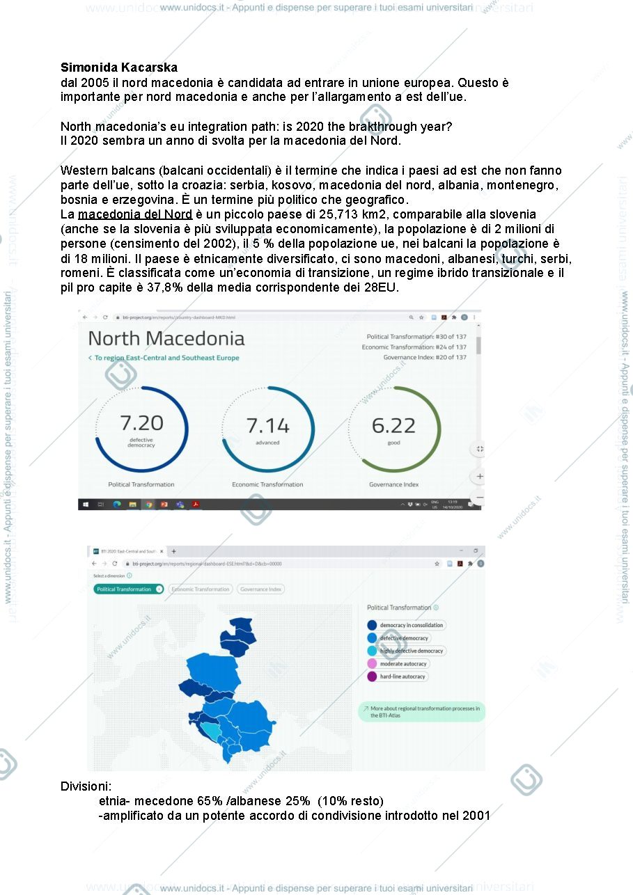 Anteprima pagina 1 — Lezione regioneurope macedonia appunti