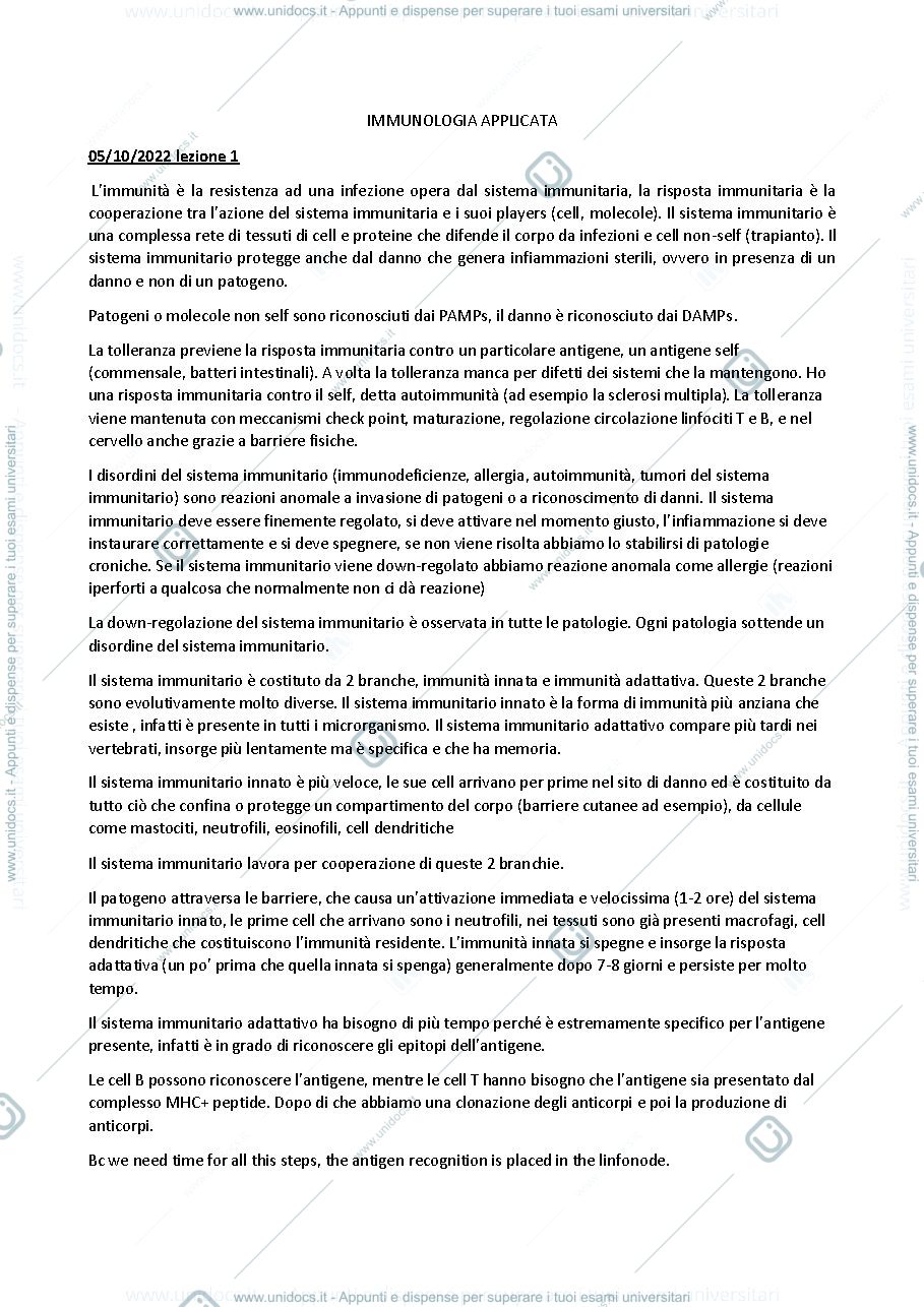 Anteprima pagina 1 — immunologia applicata