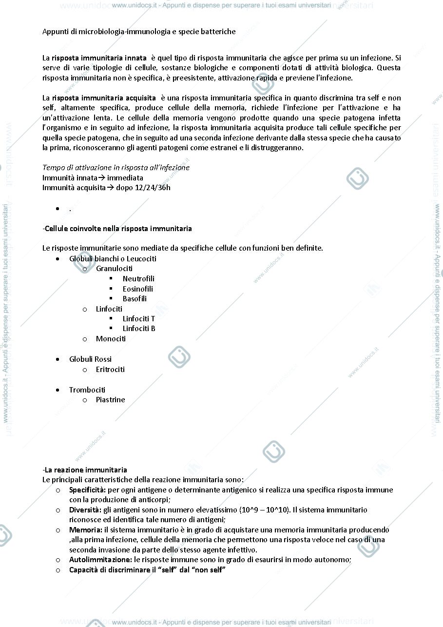 Anteprima pagina 2 — Appunti di immunologia 