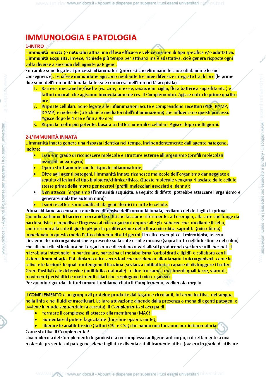 Anteprima pagina 1 — Immunologia e Patologia 