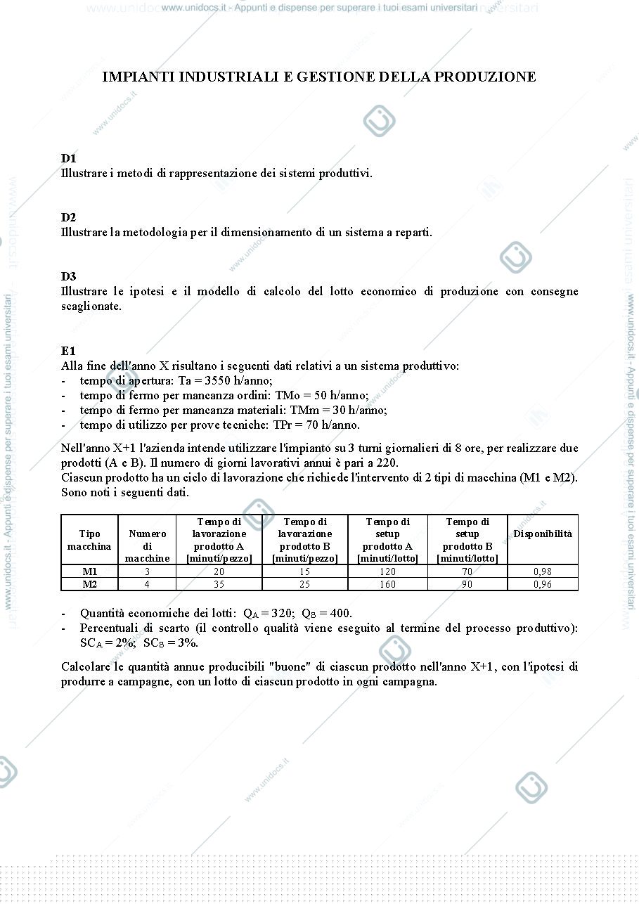 Anteprima pagina 1 — Esame scritto IIGP esempio 3 prof: Pozzetti