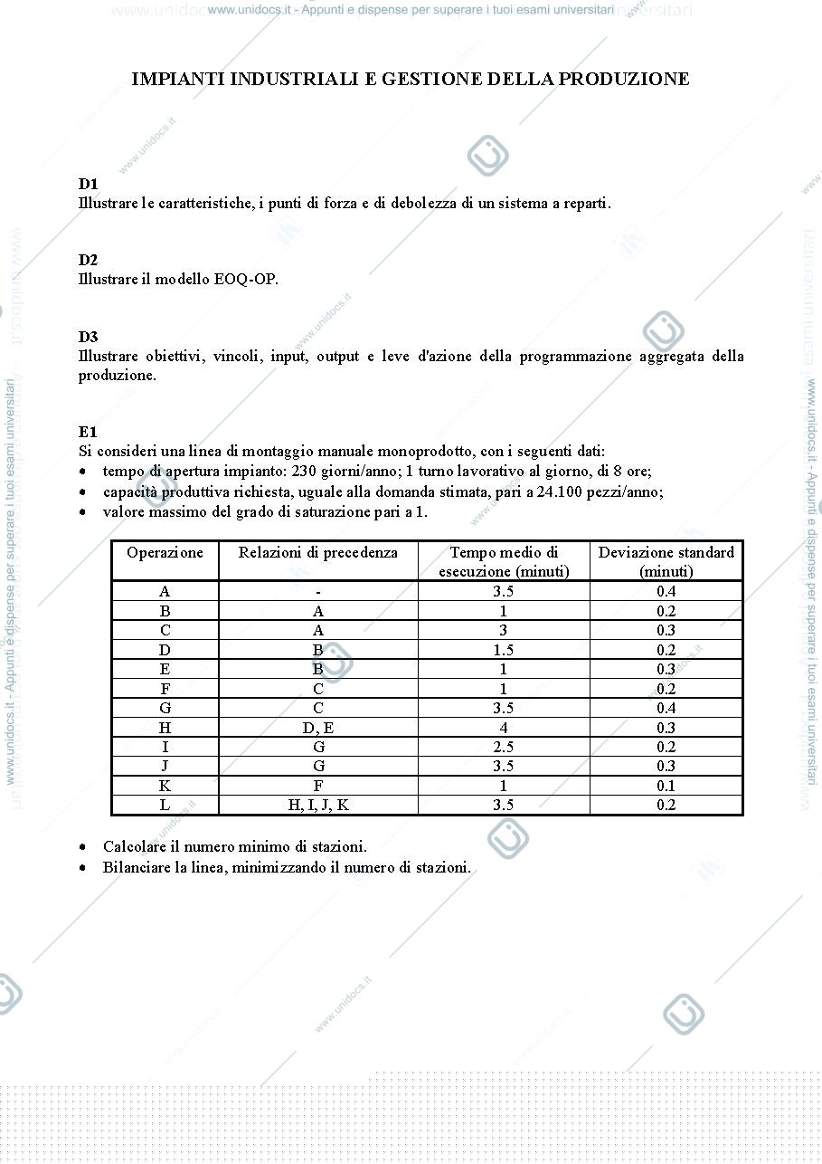 Anteprima pagina 1 — Esame scritto IIGP esempio 1 prof: Pozzetti