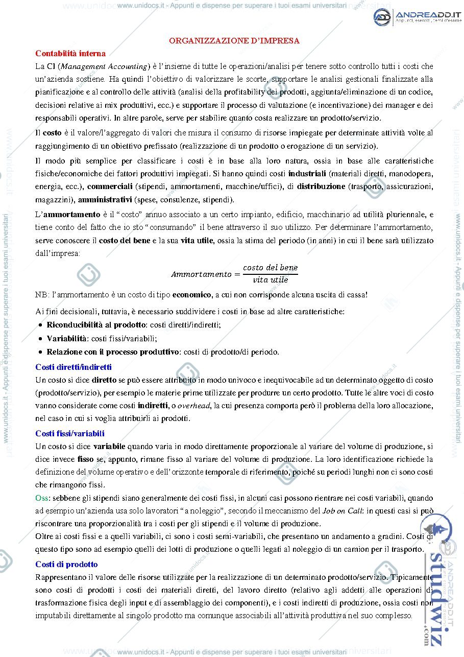 Anteprima pagina 1 — appunti del corso