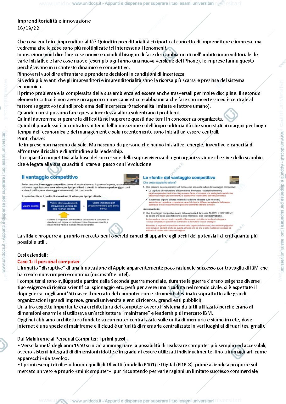 Anteprima pagina 1 — Appunti prima settimana di lezione 2022