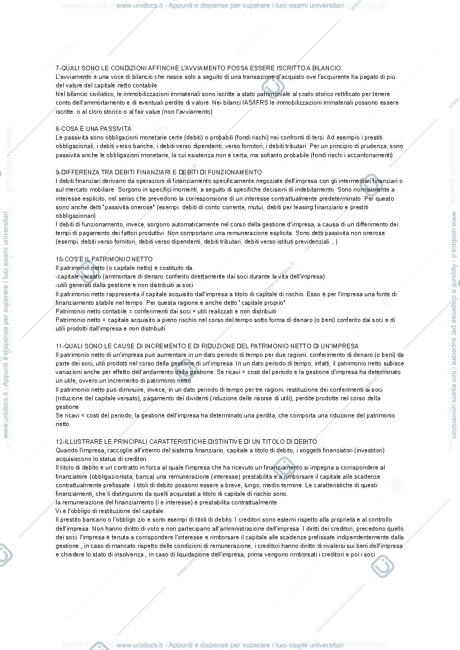 Anteprima pagina 2 — impresa e bilancio - domande d'esame