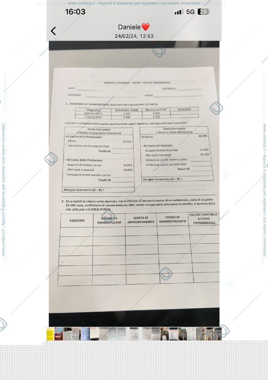 Anteprima pagina 1 — Esame Migliavacca impresse bilancio 