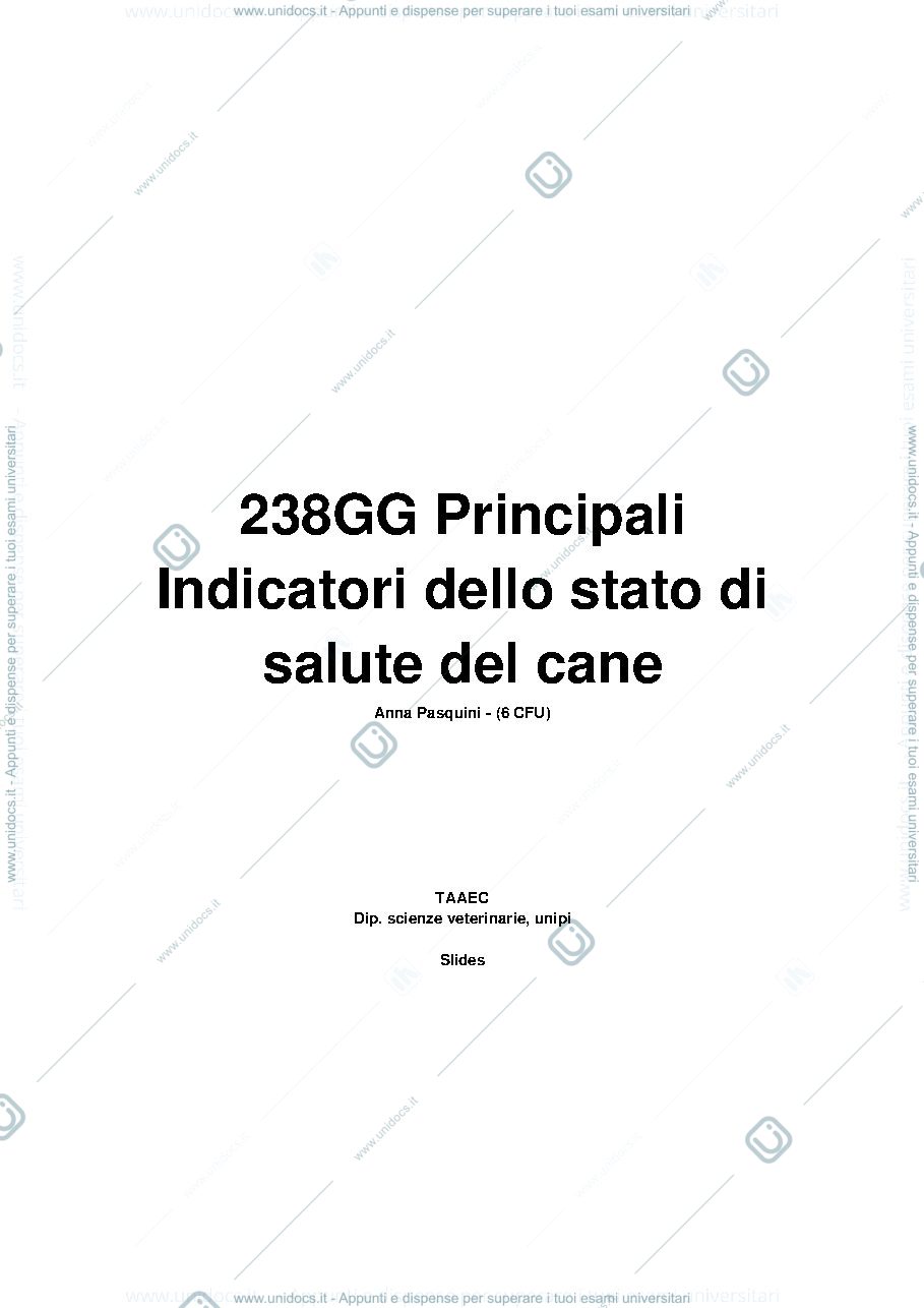 Anteprima pagina 1 — Principali indicatori della salute del cane e deontologia cinofila