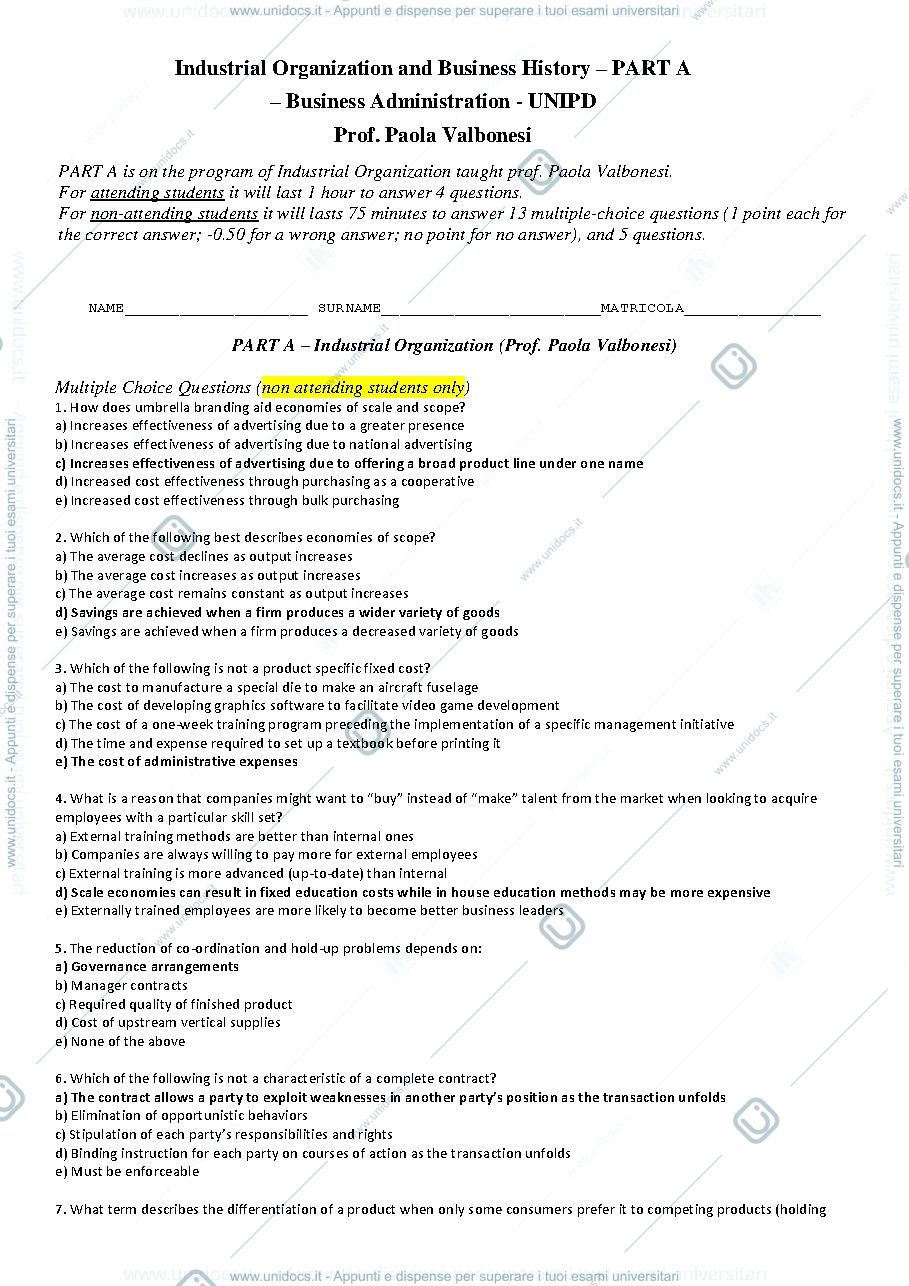 Anteprima pagina 1 — Domande d'esame
