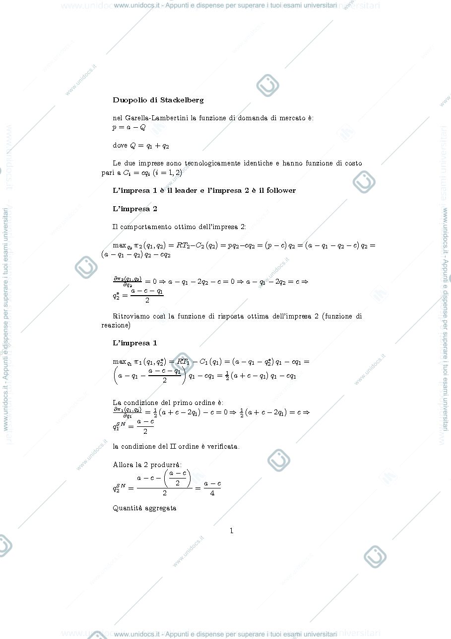 Anteprima pagina 1 — Duopolio Stackelberg