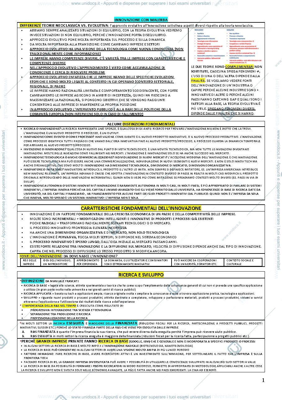 Anteprima pagina 1 — Industry Analysis Innovazione Malerba