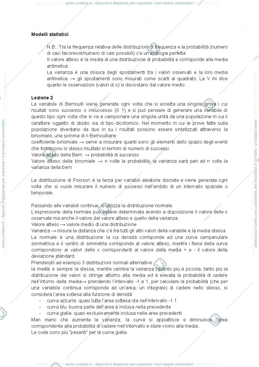 Anteprima pagina 1 — Modelli Statistici
