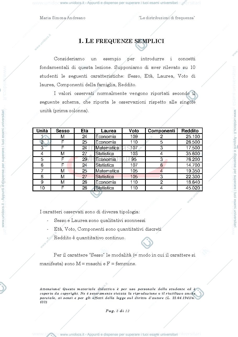 Anteprima pagina 3 — Distribuzioni statistica