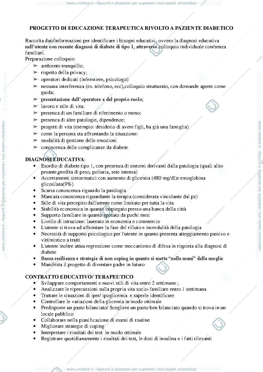 Anteprima pagina 1 — Progetto educazione terapeutica
