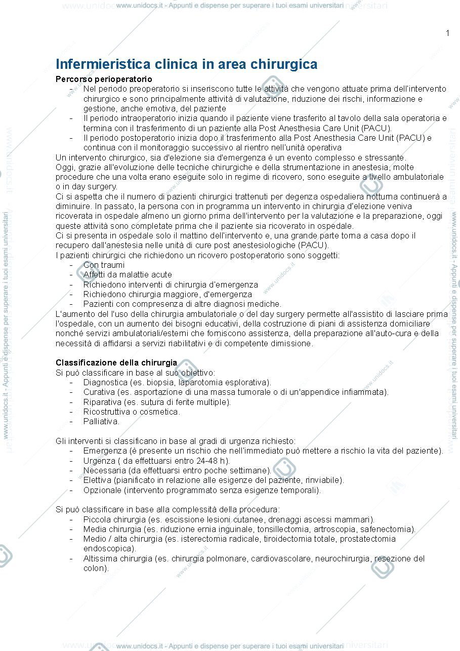 Anteprima pagina 1 — infermieristica in area chirurgica