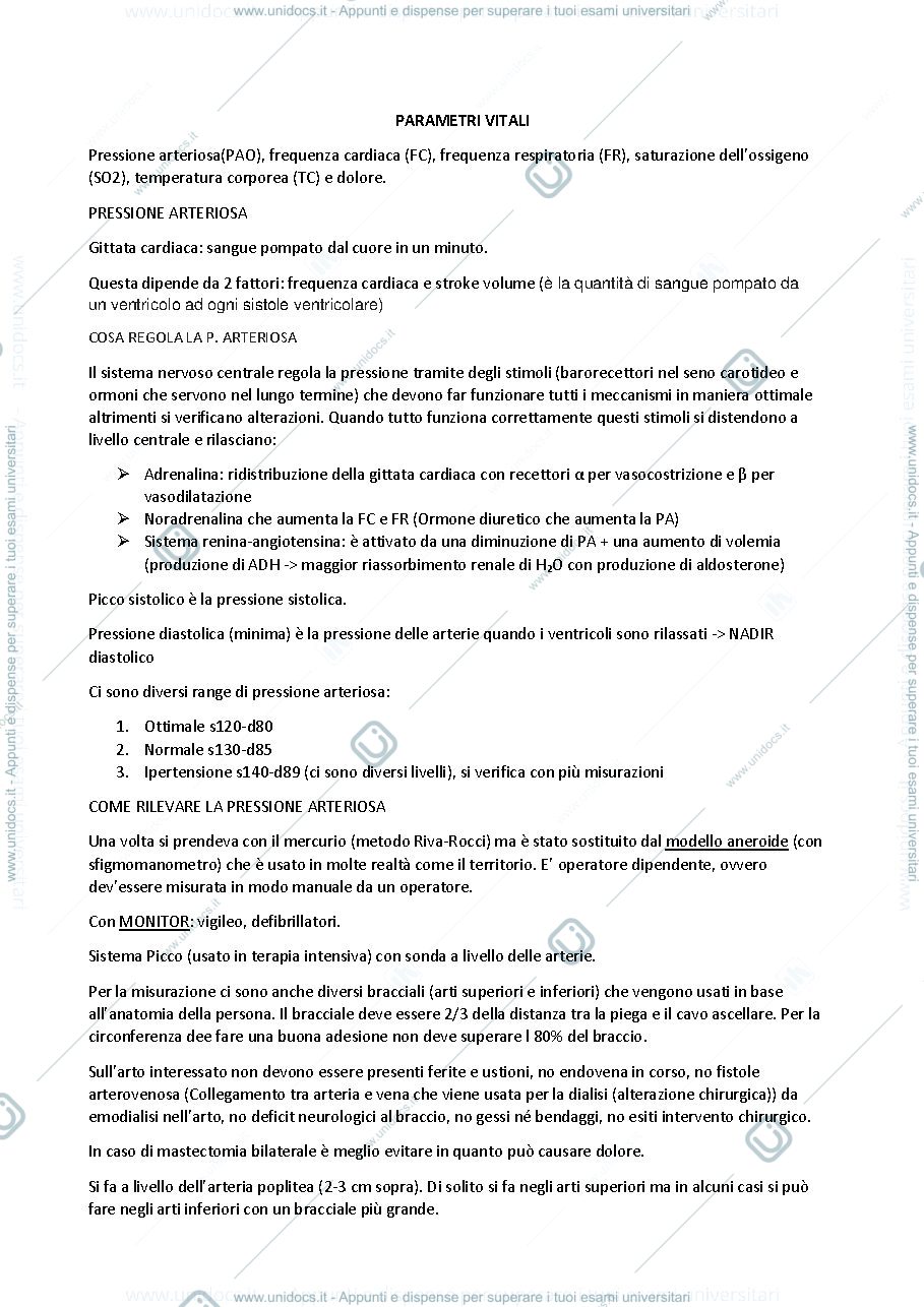 Anteprima pagina 1 — Parametri vitali 