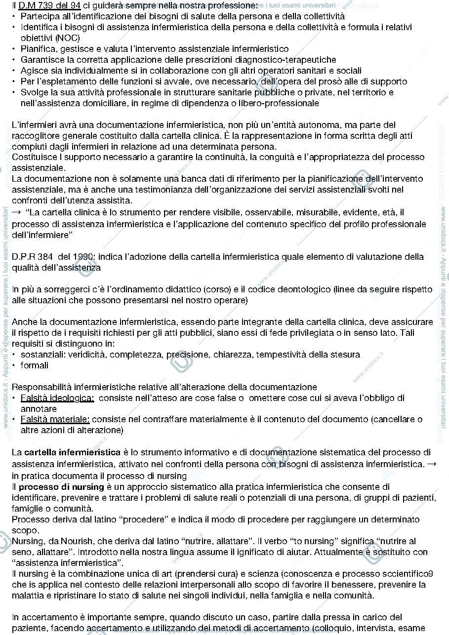 Anteprima pagina 1 — Appunti lezioni infermieristica clinica II