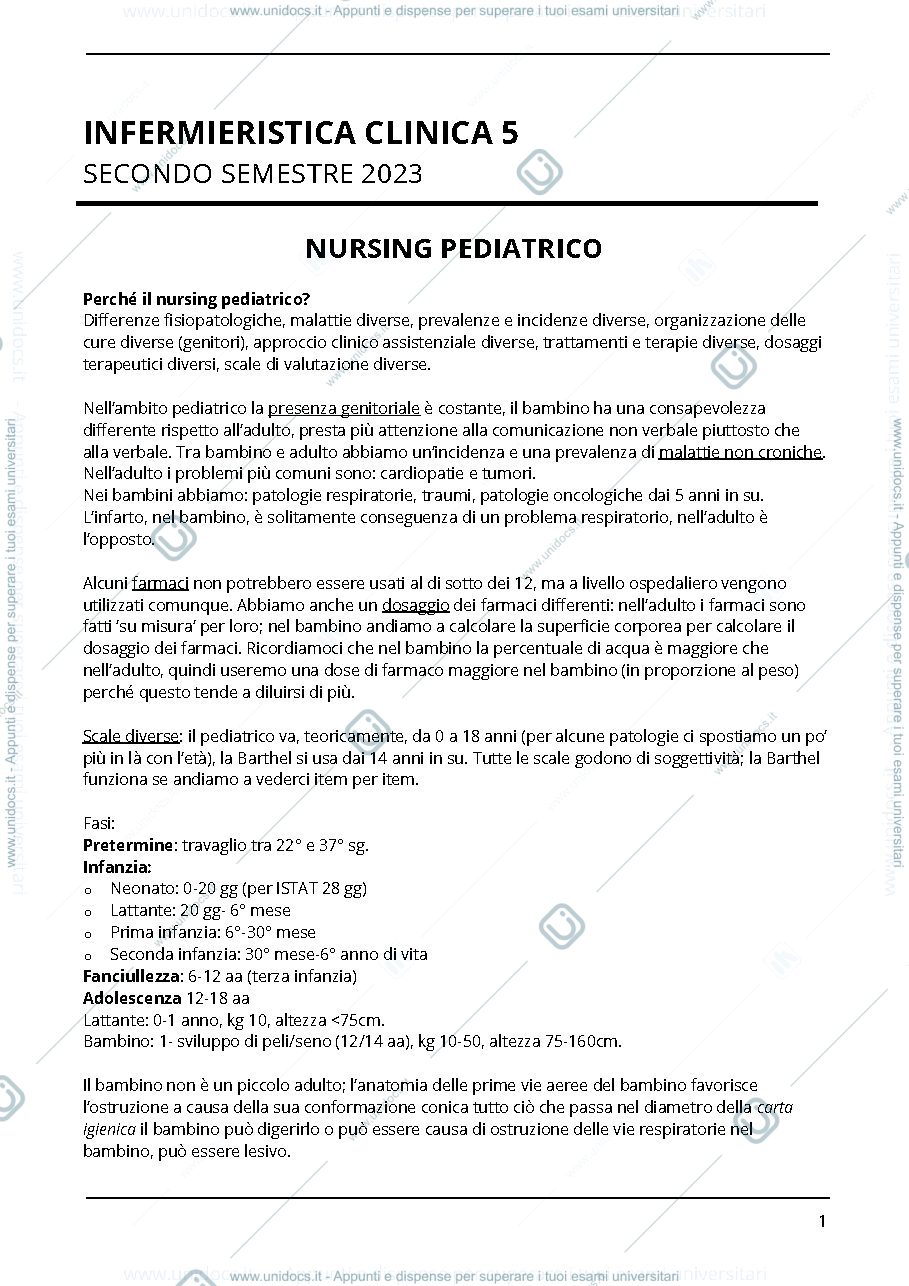 Anteprima pagina 1 — Infermieristica clinica 5