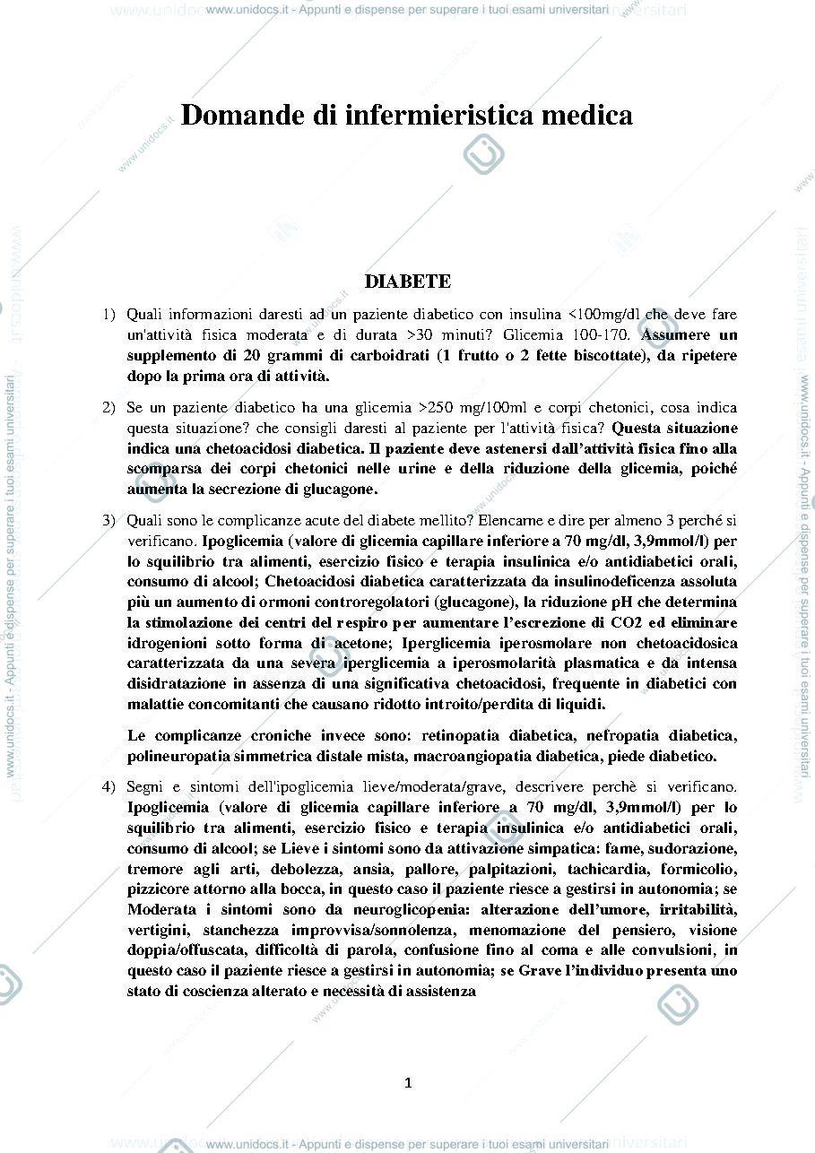 Anteprima pagina 1 — Domande di Infermieristica medica