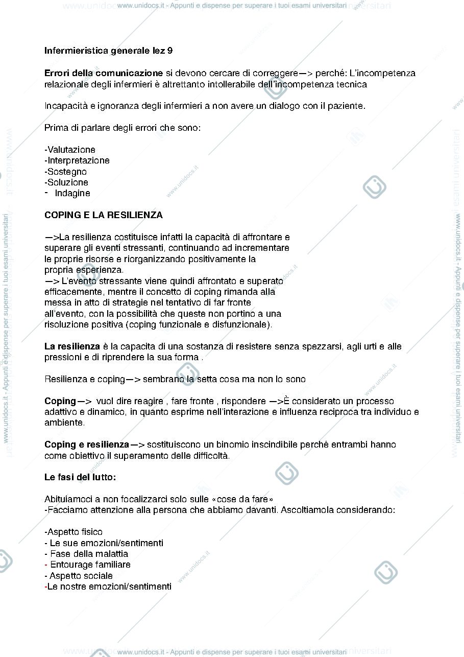 Anteprima pagina 1 — Lez infermieristica generale 