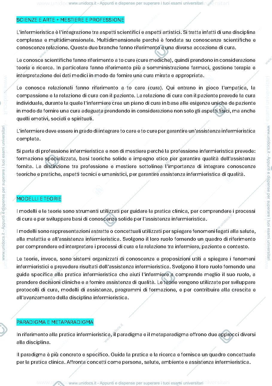 Anteprima pagina 1 — Appunti infermieristica generale