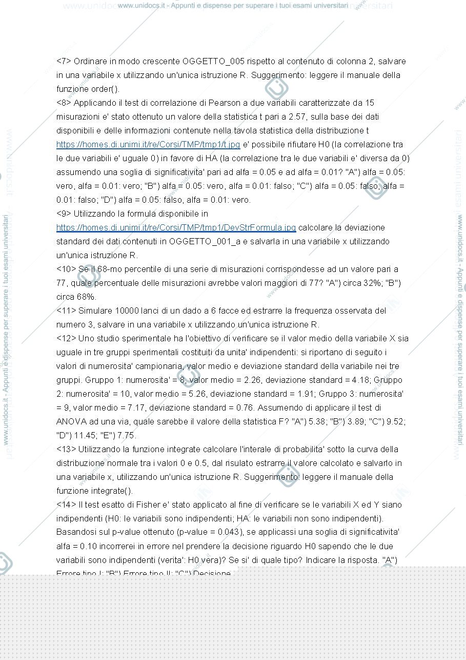 Anteprima pagina 2 — Esame Informatica e statistica 