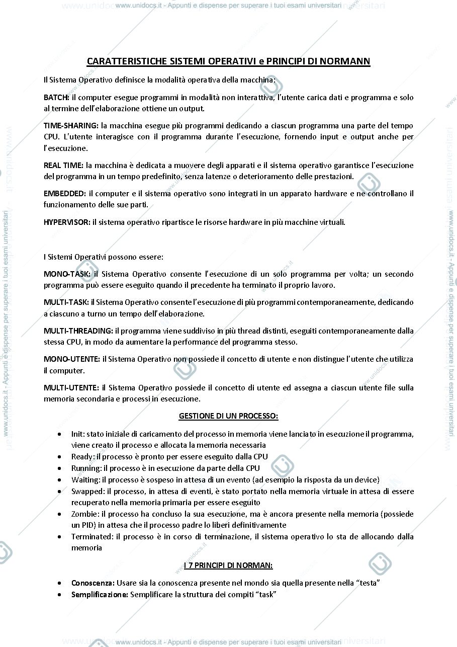 Anteprima pagina 1 — SISTEMI OPERATIVI E PRINCIPI DI NORMAN