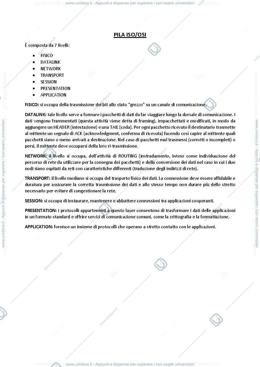 Anteprima pagina 1 — PILA ISO-OSI