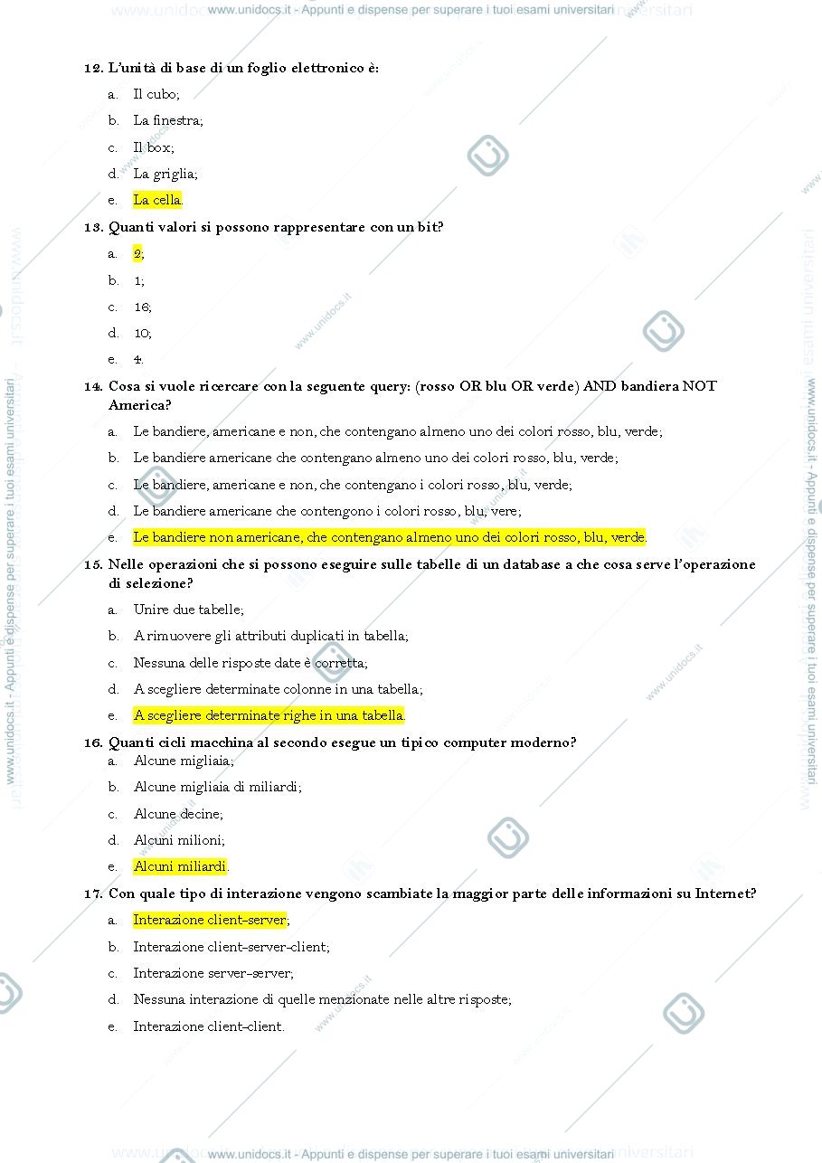 Anteprima pagina 3 — Domande per esercitazione di informatica