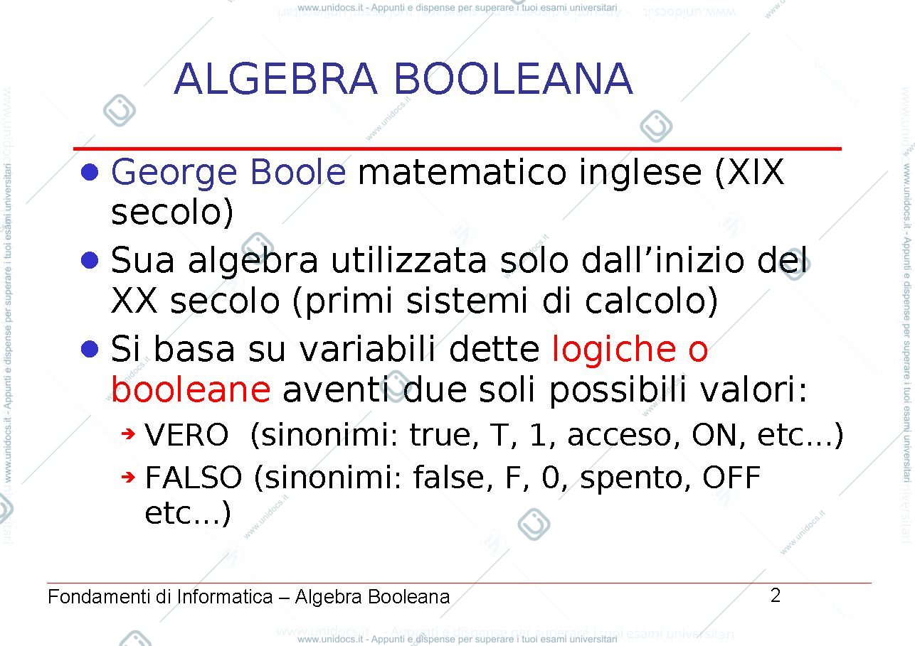 Anteprima pagina 2 — algebra booleana