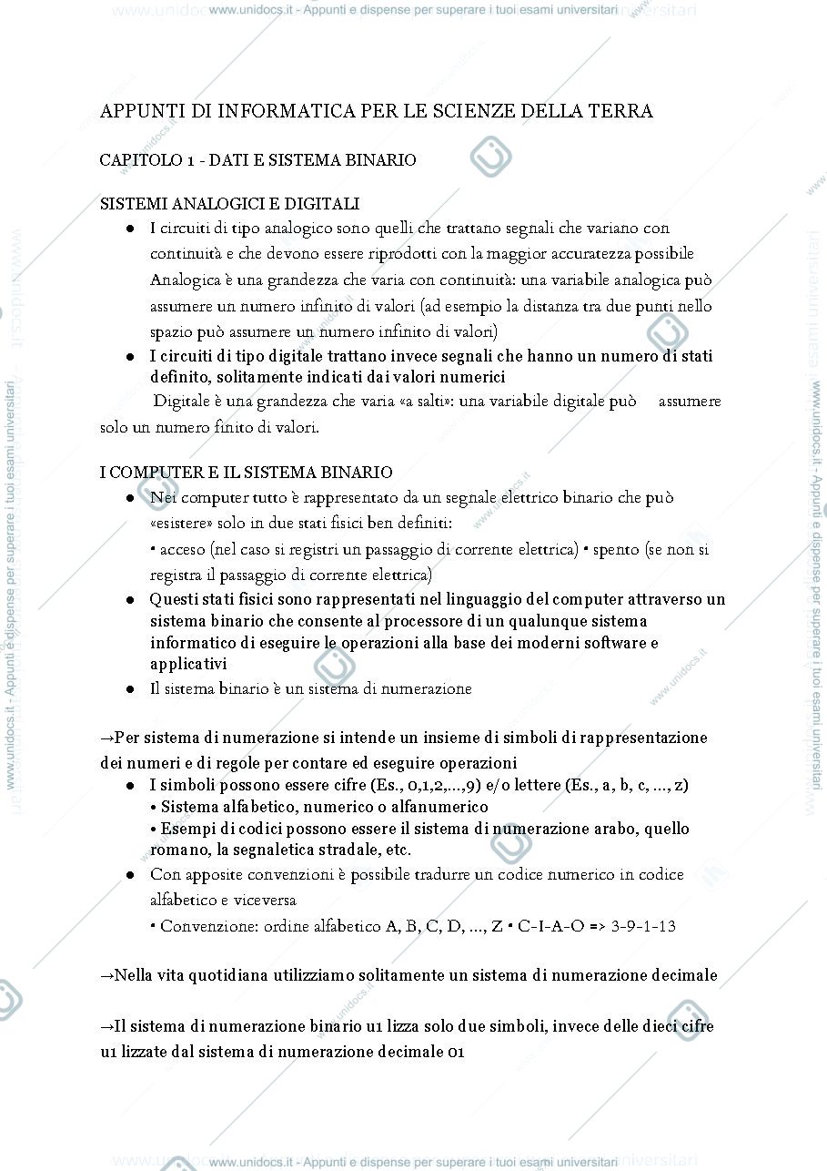 Anteprima pagina 1 — Riassunti di informatica