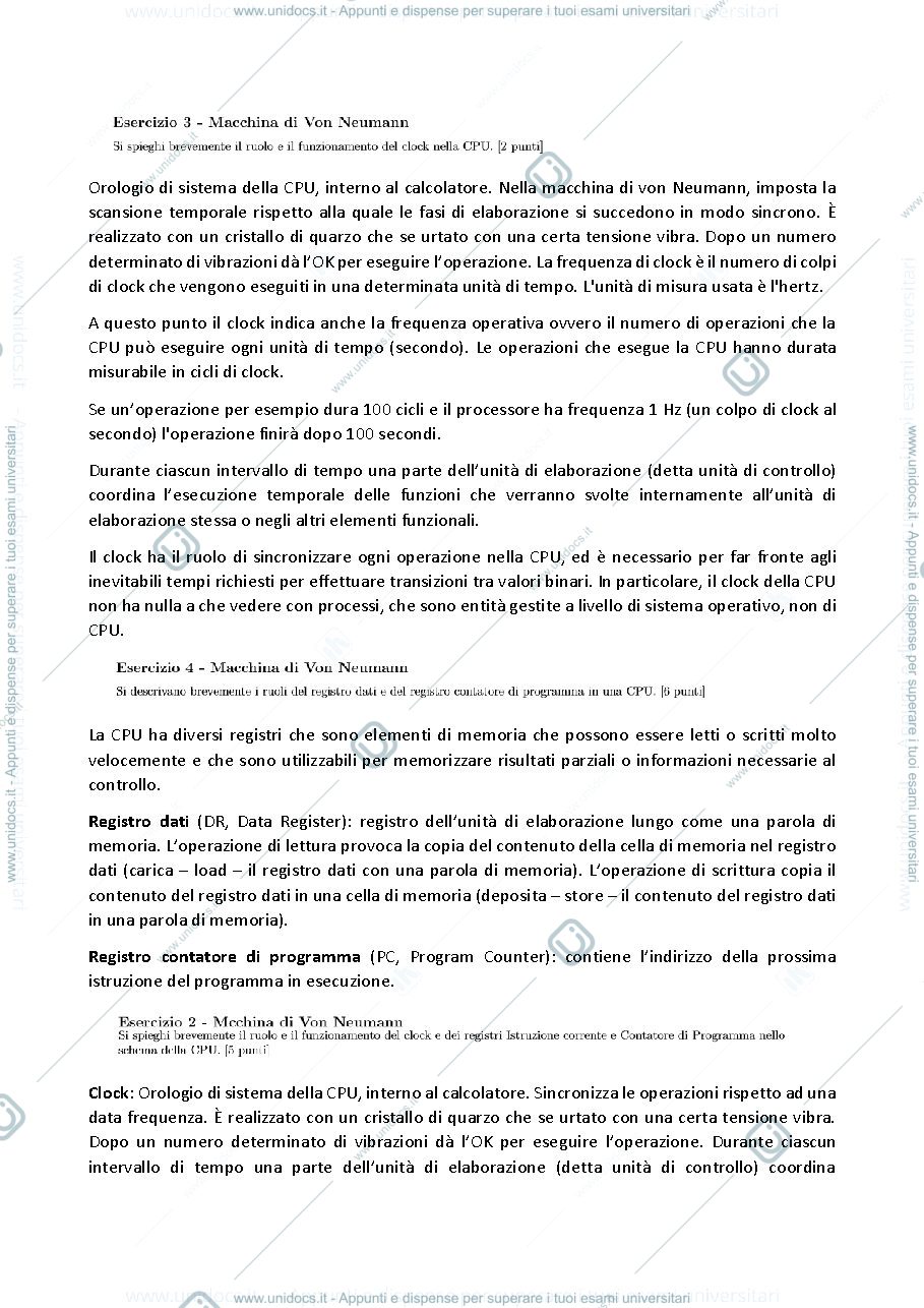 Anteprima pagina 1 — Domande da temi d'esame e riassunti teoria INFORMATICA