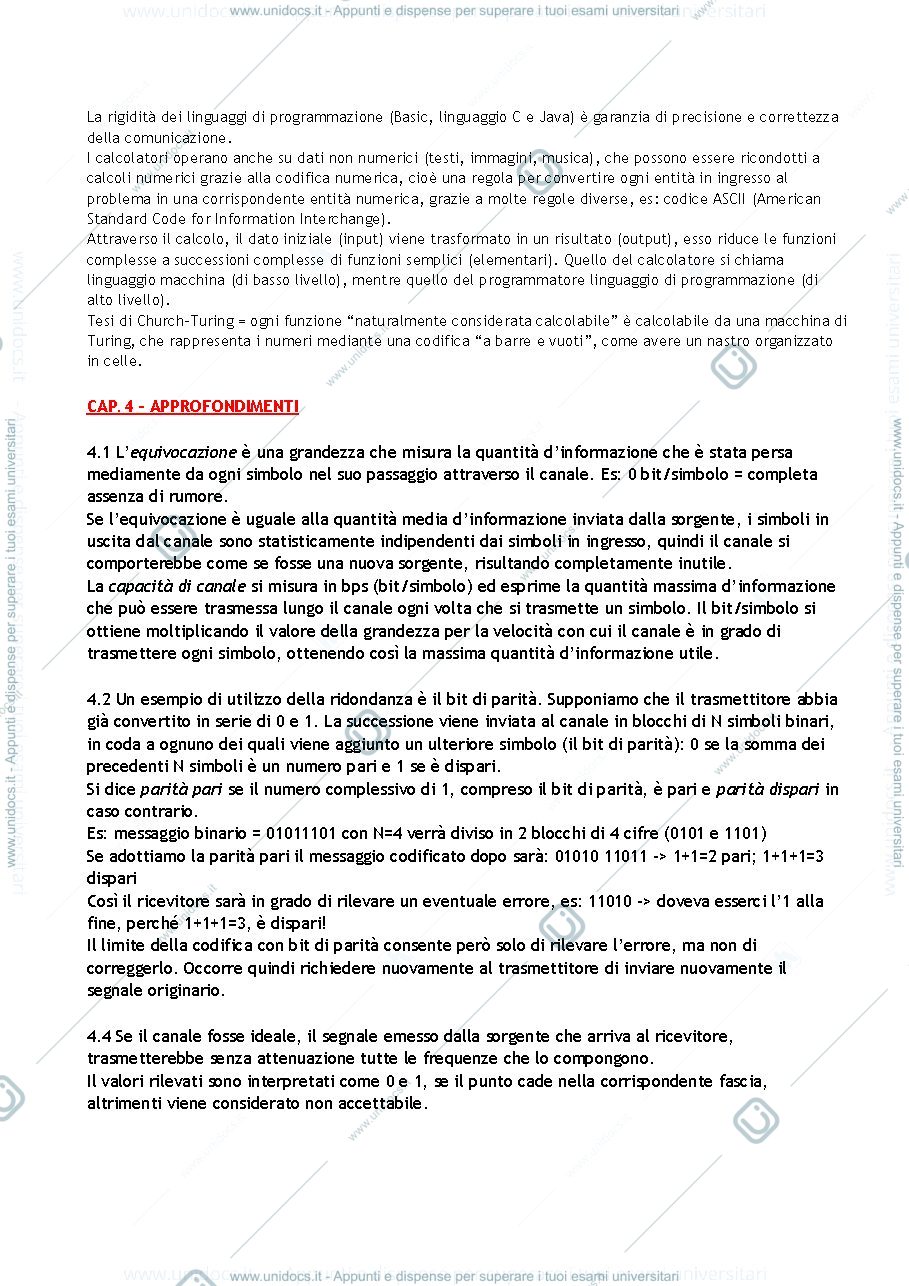 Anteprima pagina 2 — Riassunto cap.0,4,8 "Informatica e cultura dell'informazione" (Pergola/Frosini)