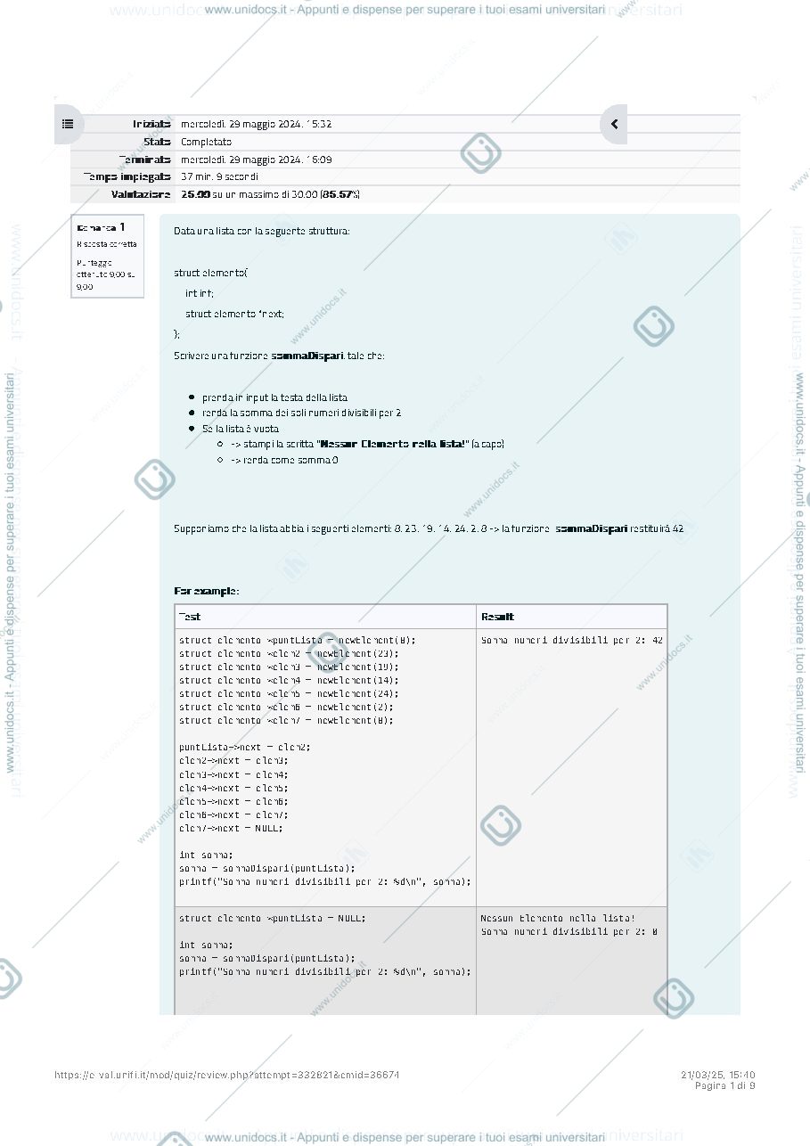 Anteprima pagina 1 — Esame 2024