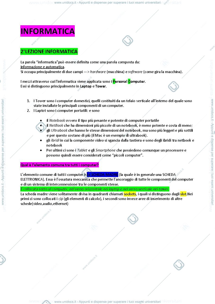 Anteprima pagina 2 — appunti lezione informatica