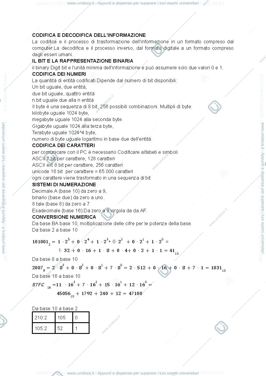 Anteprima pagina 1 — Codifiche
