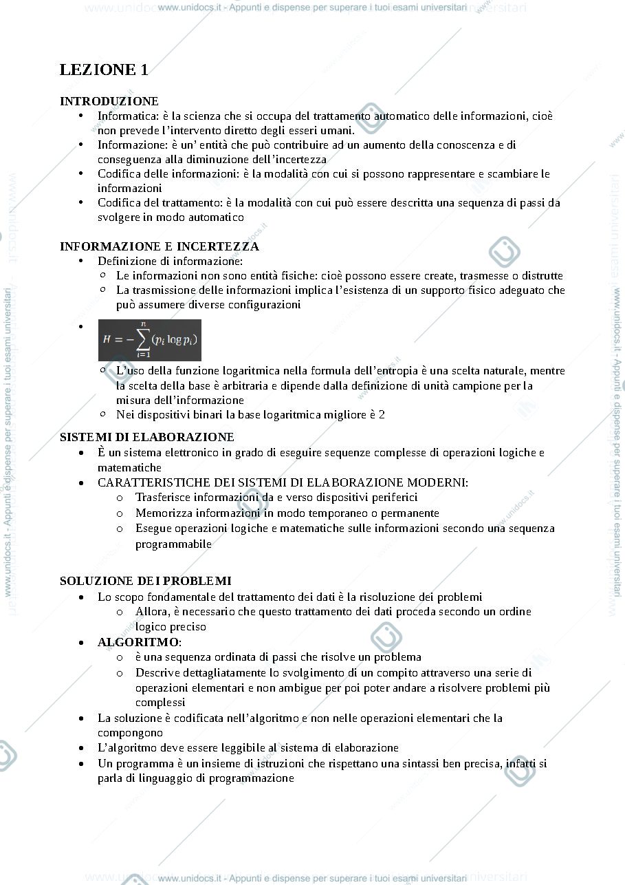 Anteprima pagina 1 — Appunti Informatica SSE 23/24