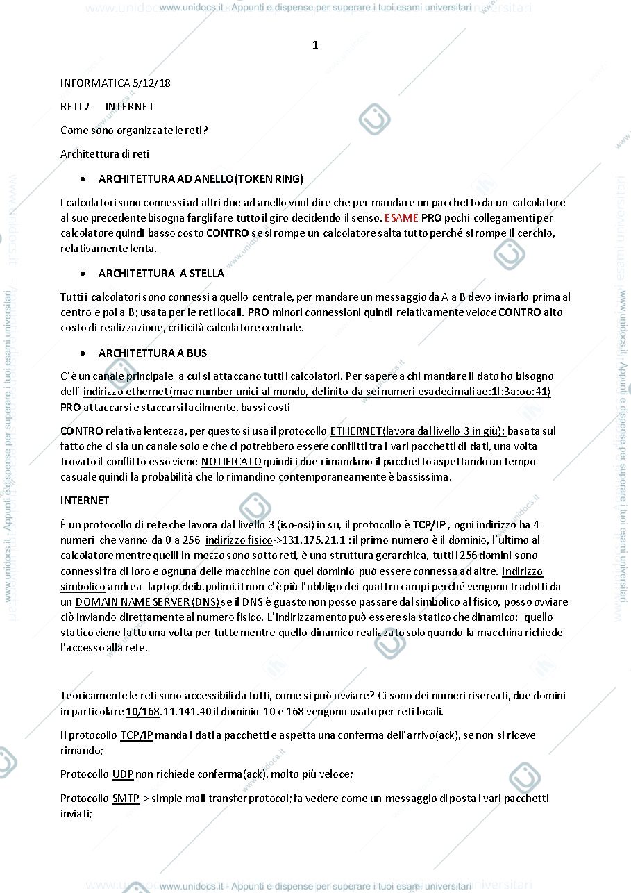 Anteprima pagina 1 — reti-prima parte