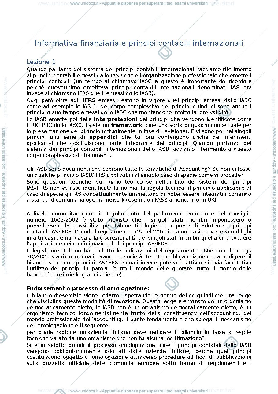Anteprima pagina 1 — Appunti informativa finanziaria 