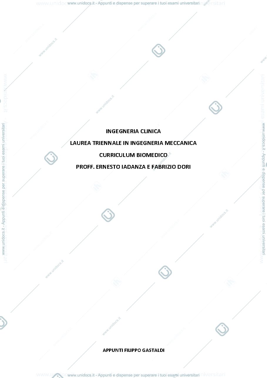 Anteprima pagina 1 — Appunti Ingegneria Clinica