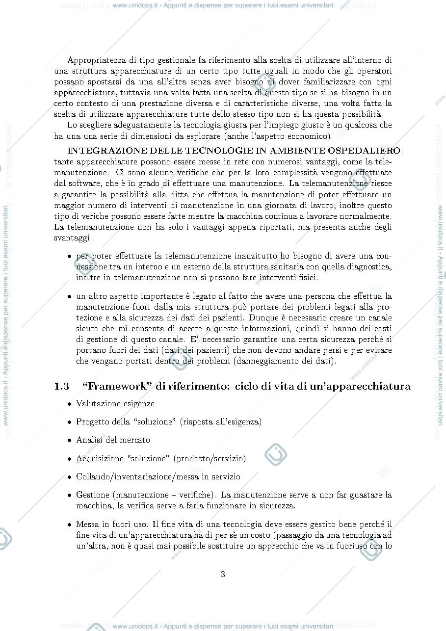 Anteprima pagina 3 — Ingegneria clinica appunti completi 
