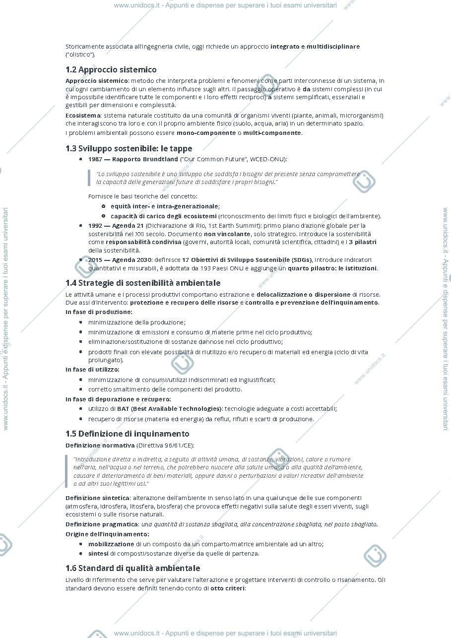 Anteprima pagina 2 — Dispense Teoriche - INGEGNERIA SANITARIA AMBIENTALE