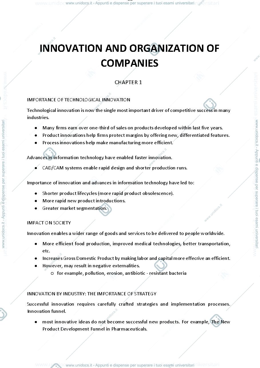 Anteprima pagina 1 — Appunti innovation