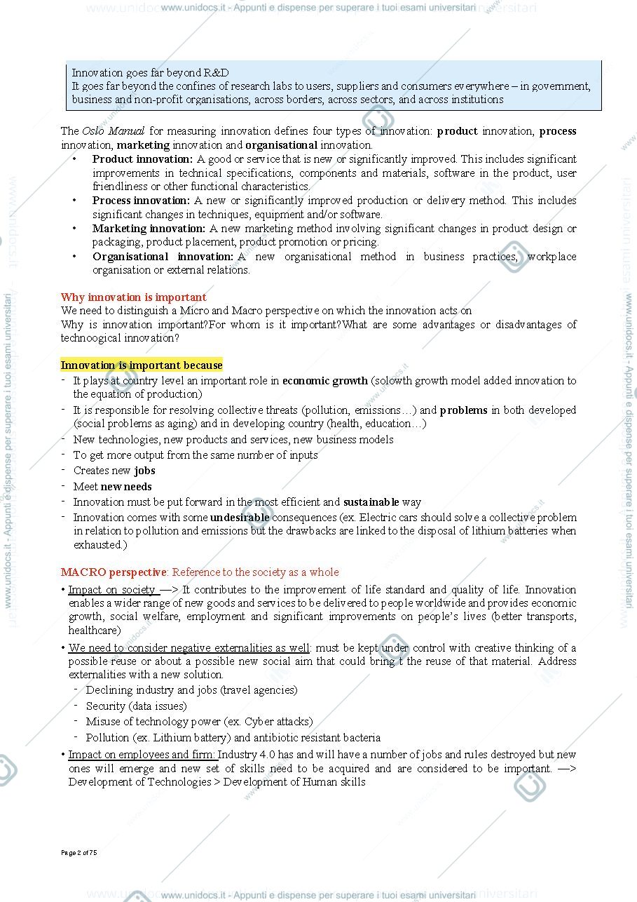 Anteprima pagina 2 — Innovation and R&D Management summary part 1