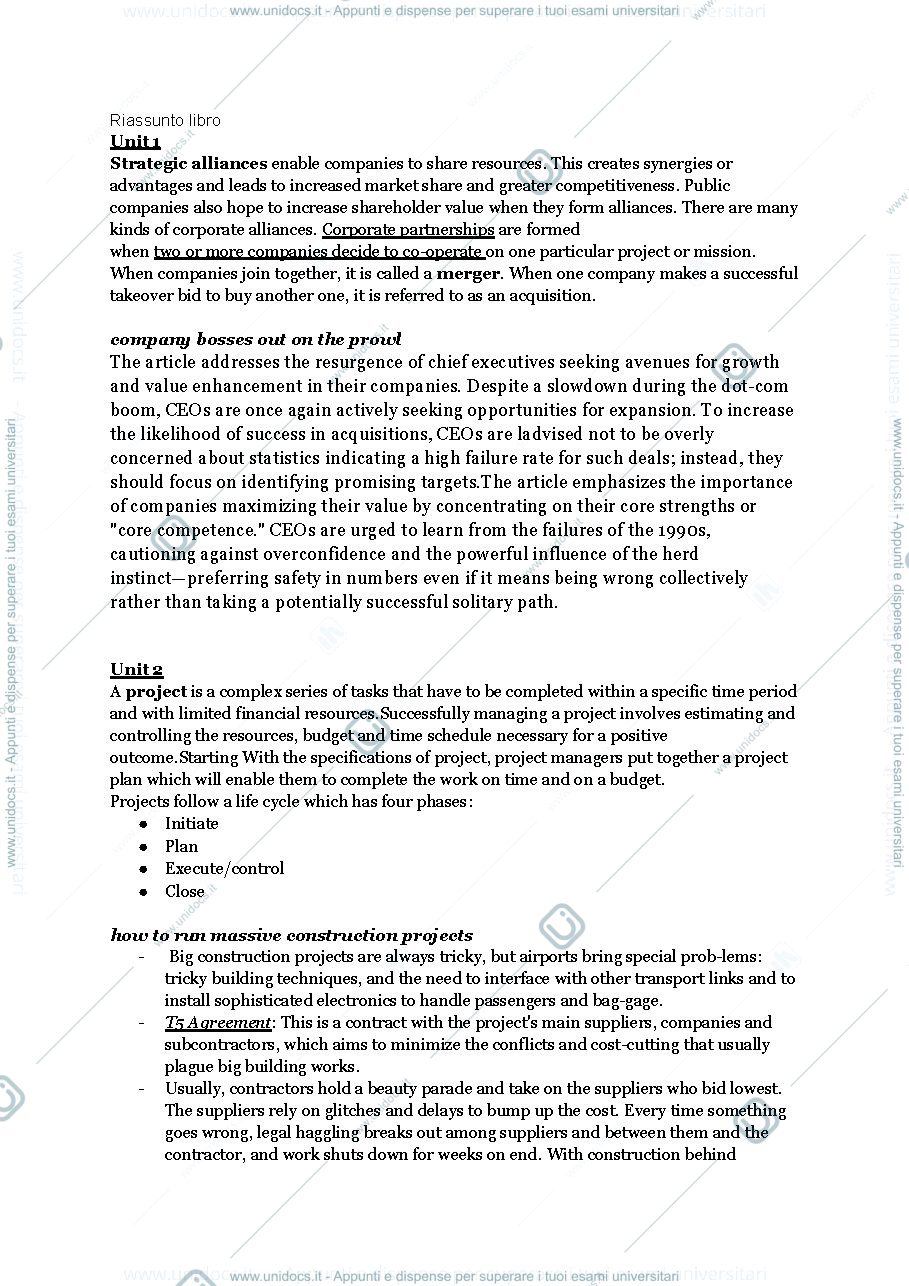 Anteprima pagina 1 — riassunto libro 'intelligent business intermediate'