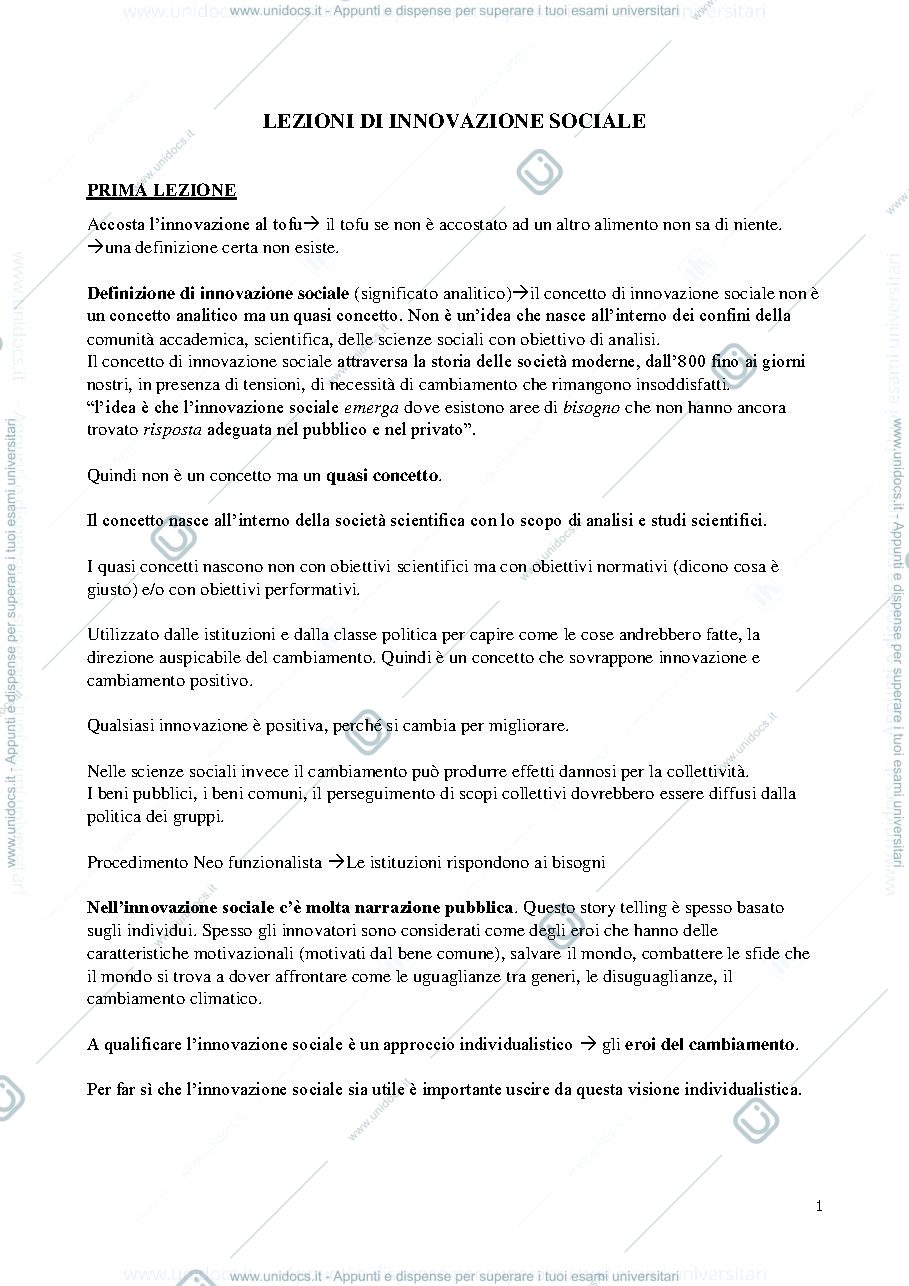 Anteprima pagina 1 — Appunti innovazione sociale