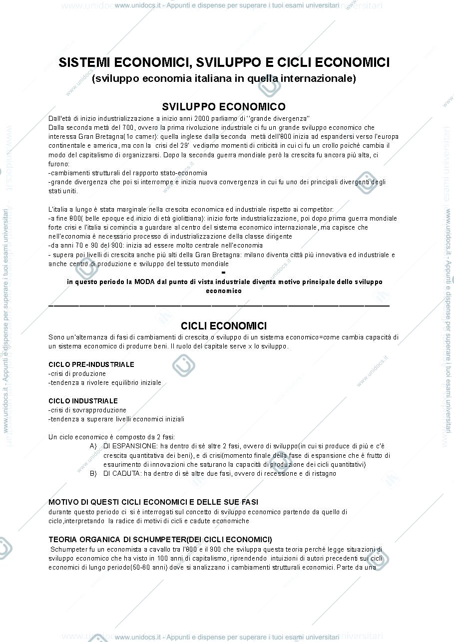 Anteprima pagina 1 — APPUNTI DELLE LEZIONI DI STORIA ECONOMICA 